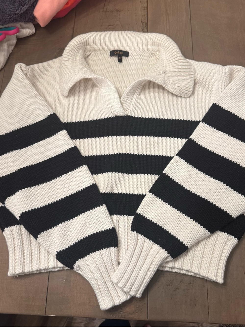 Quince Size Small 100% Organic Cropped Cotton Polo Sweater